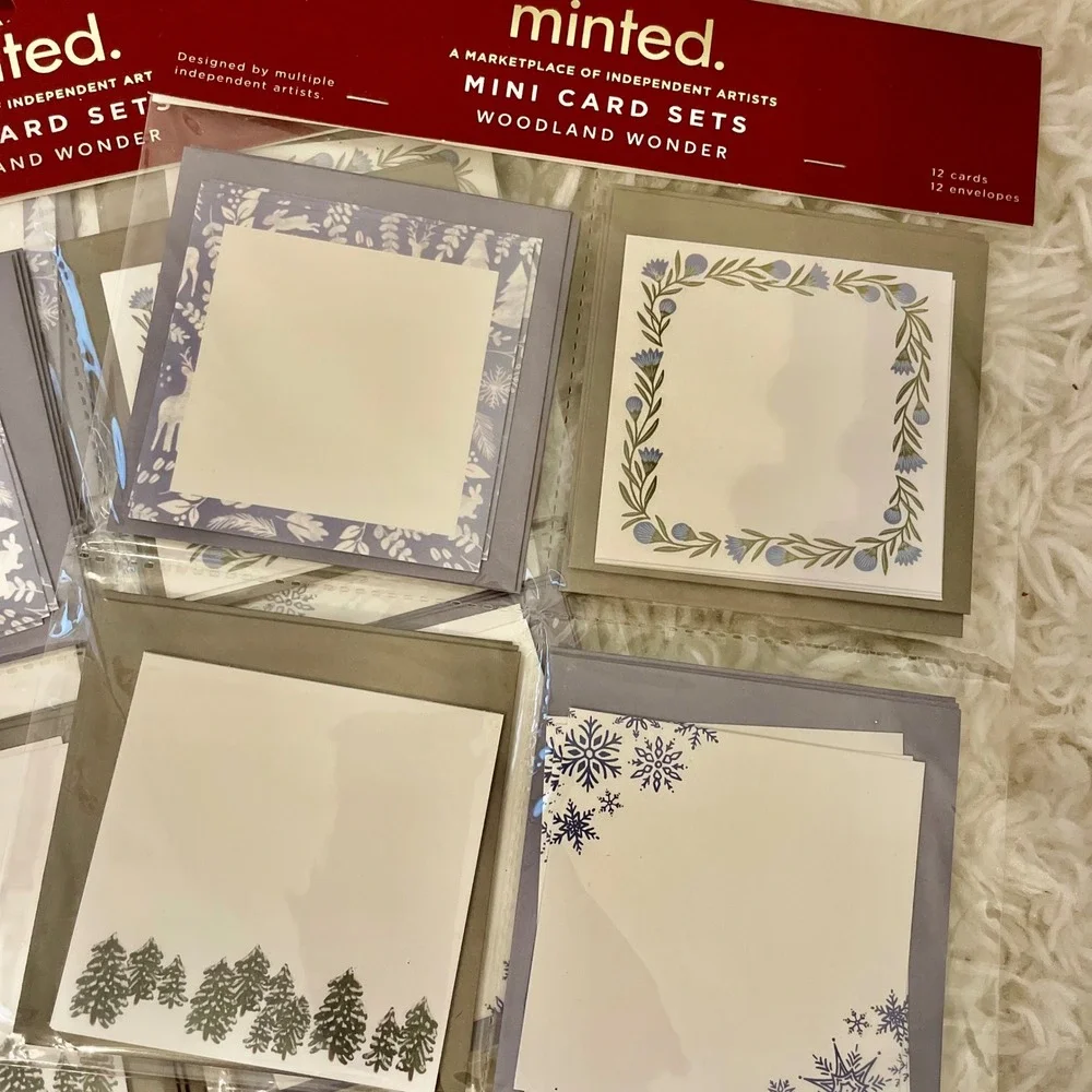 Minted Woodland Wonder Mini Card Set 60 Cards 60 Envelopes Winter Nature Designs